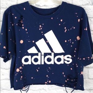 Retro Adidas Distressed Acid Washed Crop Top L